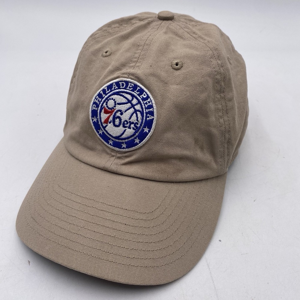 Philadelphia 76ers Hat Cotton Clean Up Adjustable Strapback Tan VGC Cleaned Fan